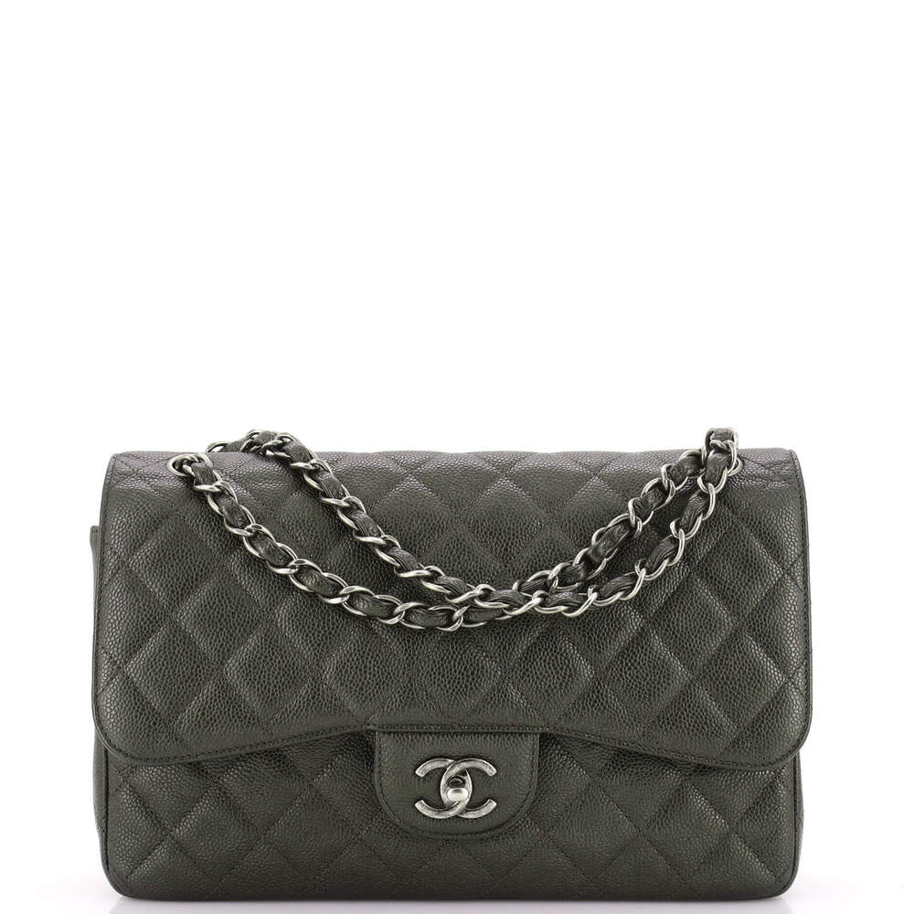 Chanel Jumbo Classic Double Flap Bag Quilted Caviar